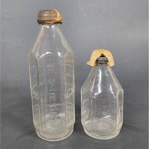Vtg‎  OLD Antique Pyrex Glass Baby Bottle NARROW NECK - 4 OZ 8 Oz HEXAGONAL